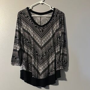 Croft & Barrow Black and White Chevron Blouse Size XL
